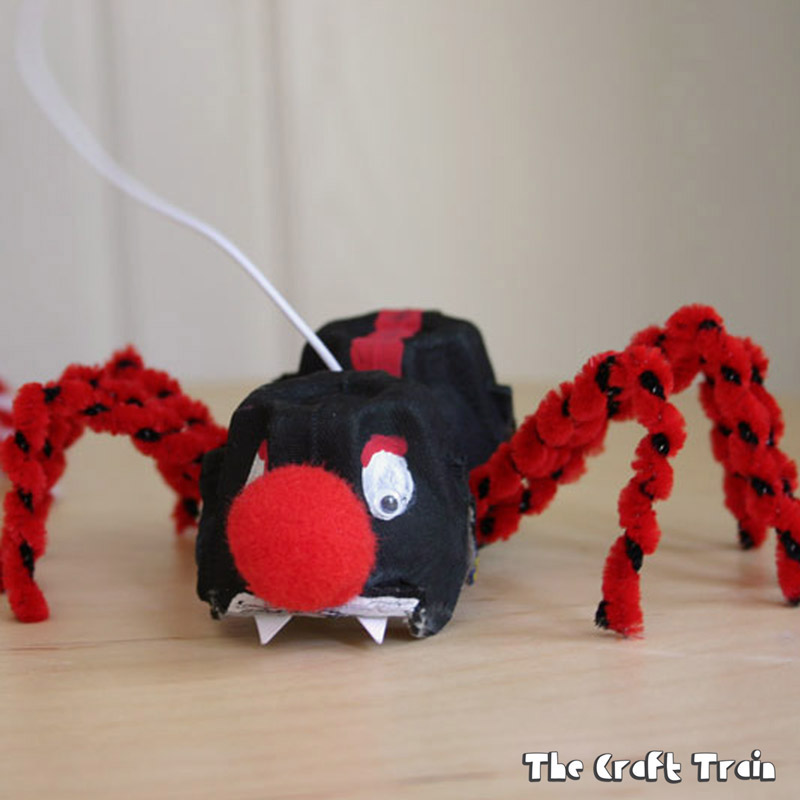 Egg Carton Spider puppets … watch out they’re scary!