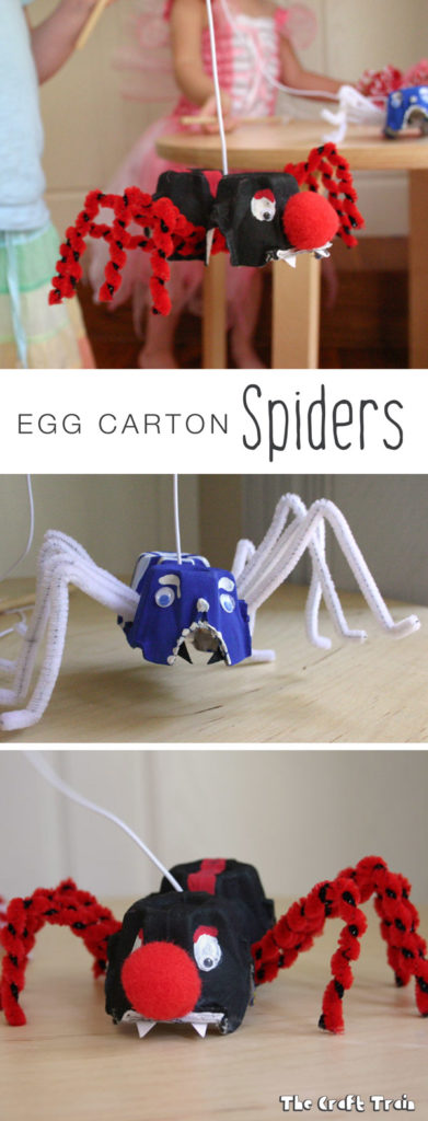 Halloween egg carton spider craft for kids