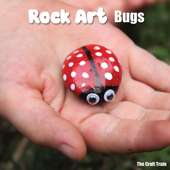 rock art for kids – ladybug rock in hand #bugs #kidscrafts #rockart #insects #minibeasts #ladybugcraft