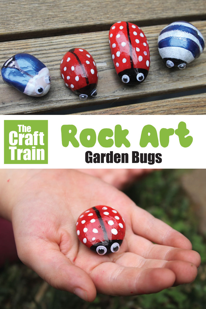 easy rock painting idea for kids, make a lady bug rock using garden pebbles and nail [polish. THis is a fun summer craft idea for kids! #bugs #kidscrafts #rockart #insects #minibeasts #ladybugcraft