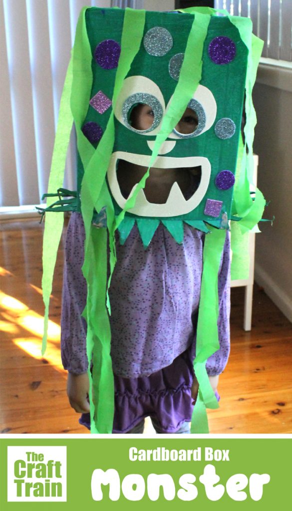 Make a monster costume from a cardboard box - easy DIY tutorial