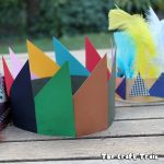 Paper scrap crowns are an easy paper craft idea for preschoolers, perfect for making use of paper off cuts #papercraft #kidscraft #papercrown #diycrown #constructionpaper