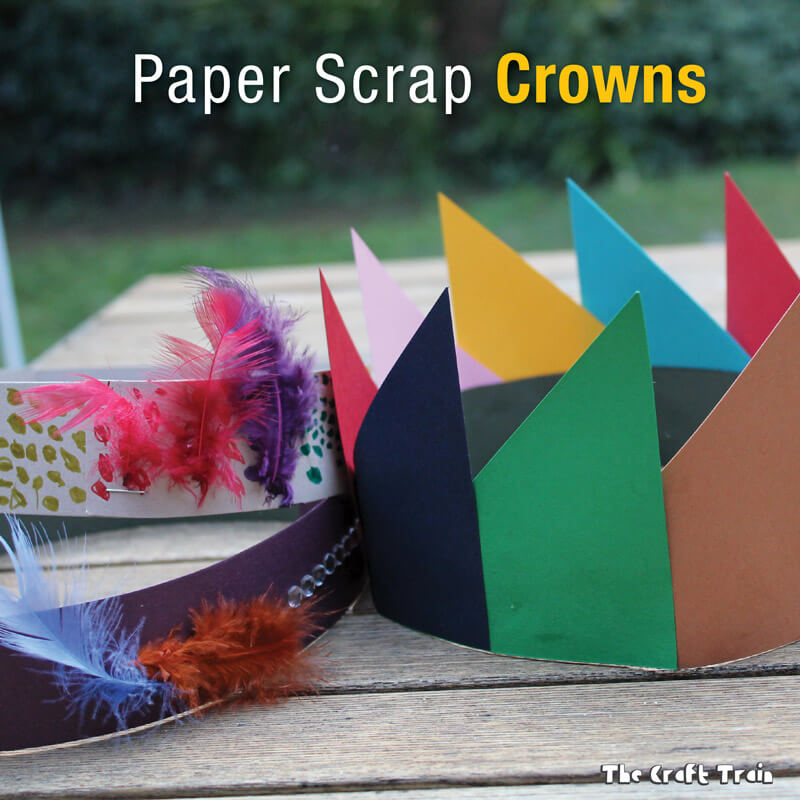 Paper scrap crowns are an easy paper craft idea for preschoolers, perfect for making use of paper offcuts