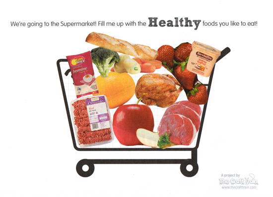 healthy eating fill a trolley activity