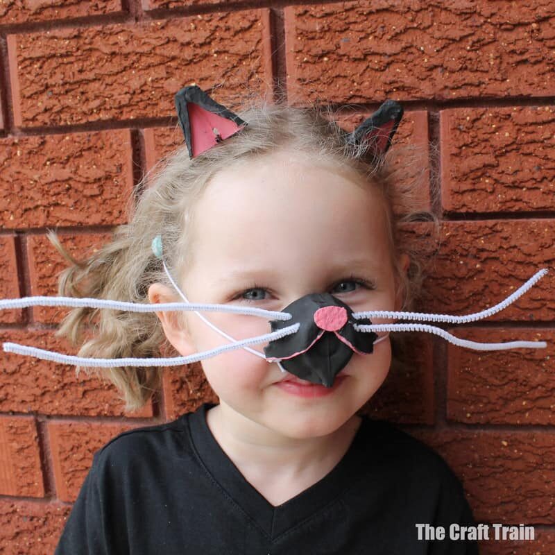 Egg Carton Black Cat Costume Diy The Craft Train - Diy Cat Ears For Costume