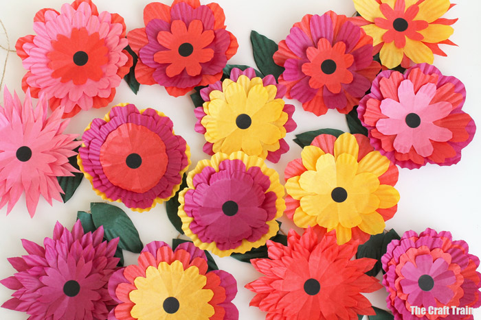 Paper flowers made from cupcake liners