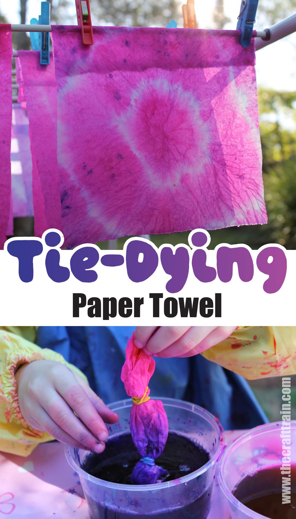 Tie dying paper towel process art activity for kids