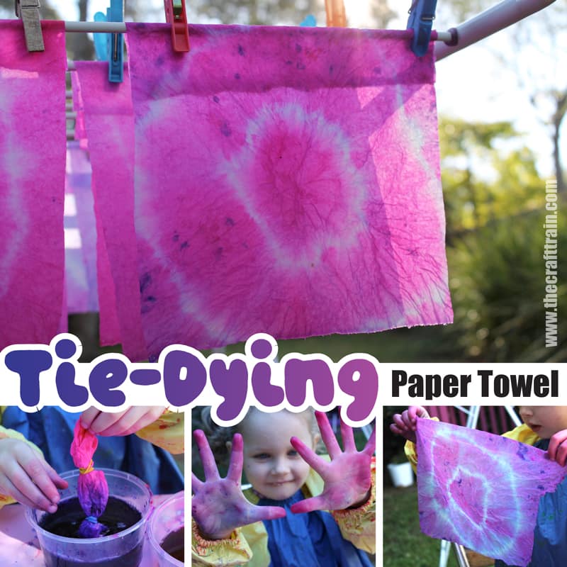 tie dyed paper towel art idea for kids