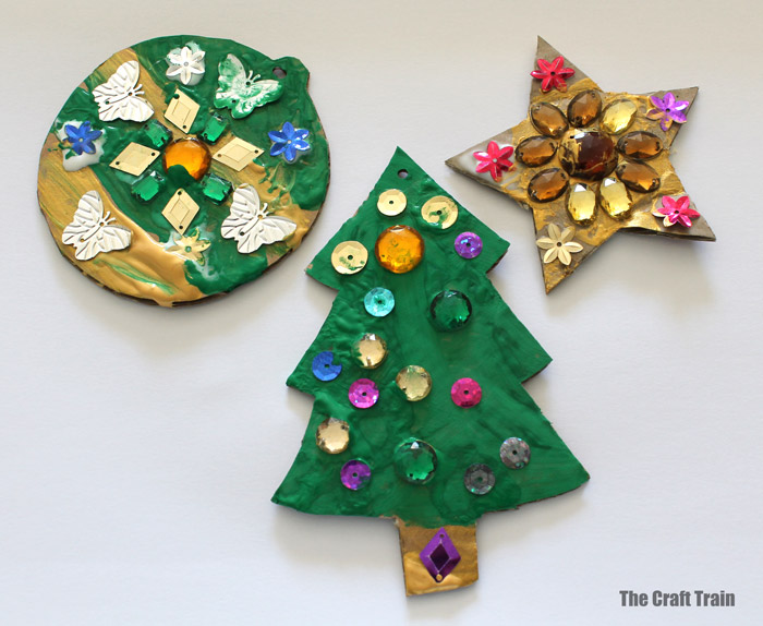 kin made Christmas ornaments