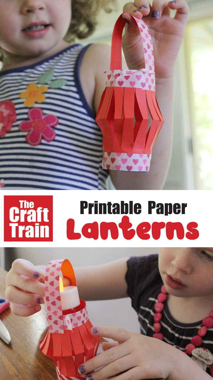 kid-made paper lantern craft with LED candles inside