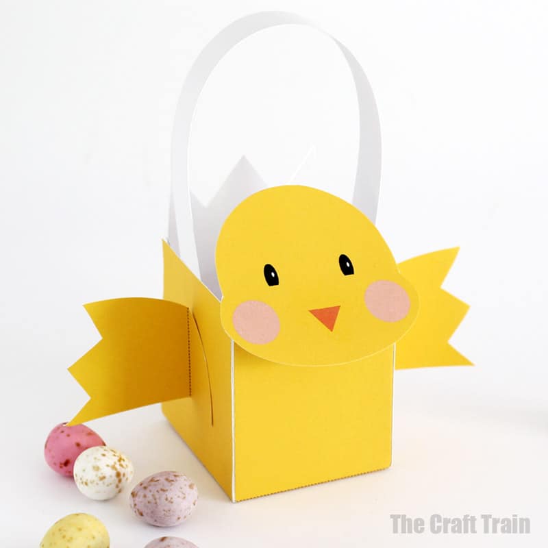 printable Easter chick basket craft for kids