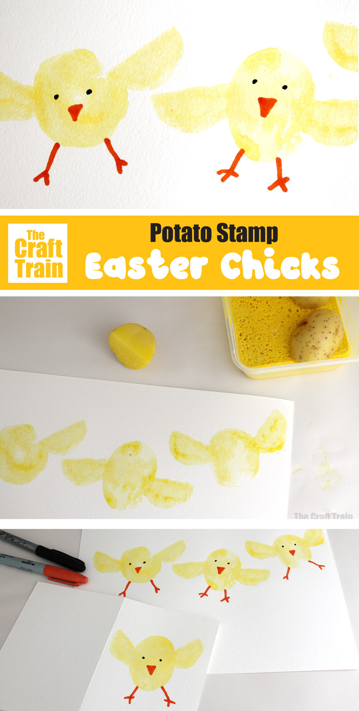 Potato stamp Easter chick craft for kids