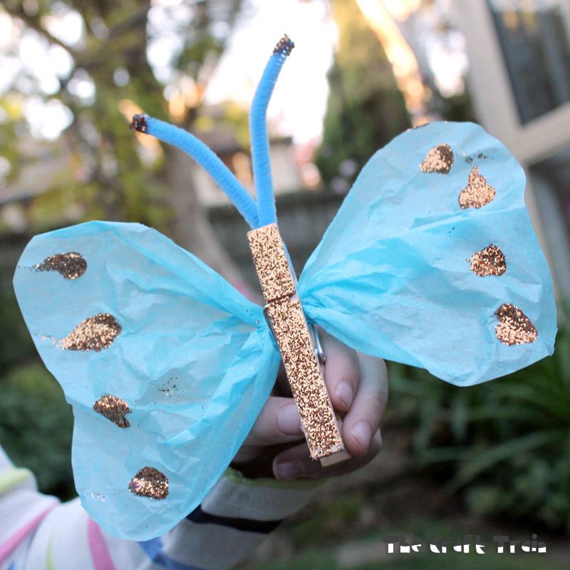 Simple glitter peg butterflies