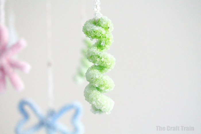 pipe cleaner spiral borax crystal ornament