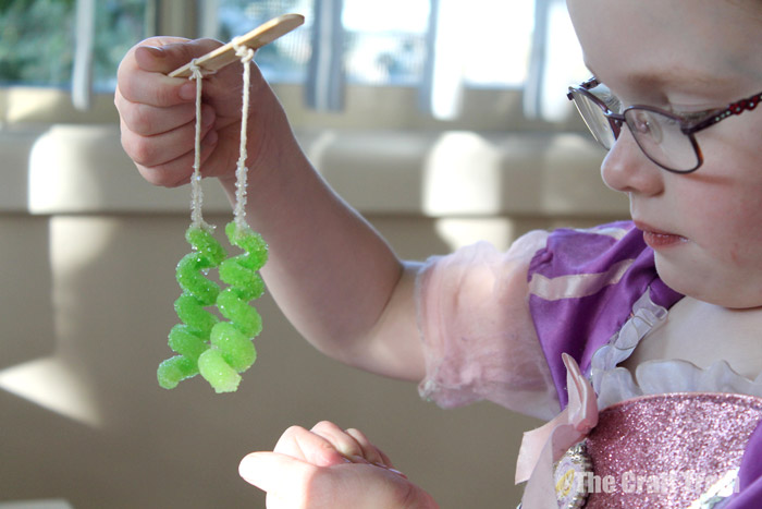 Divertente esperimento scientifico per bambini, fare cristalli di borace