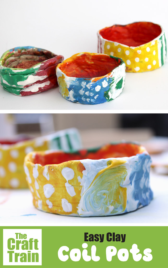 Clay coil pot craft for kids using air dry clay