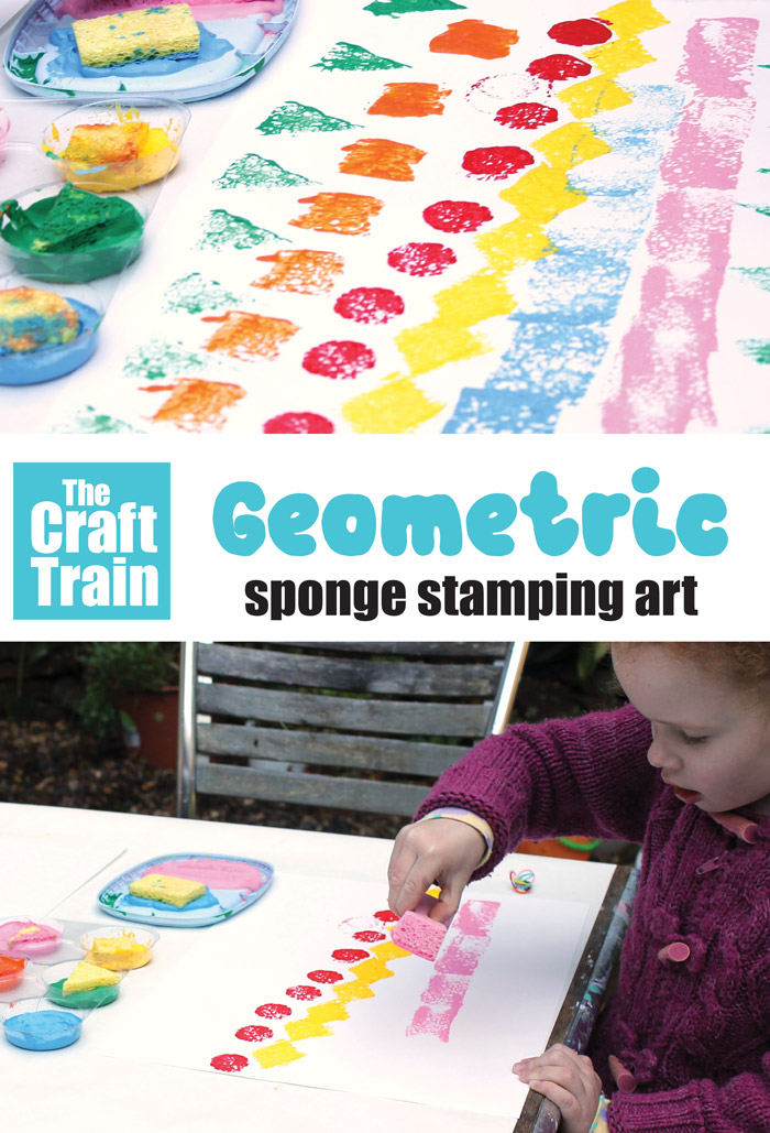 geometric sponge stamping art activity