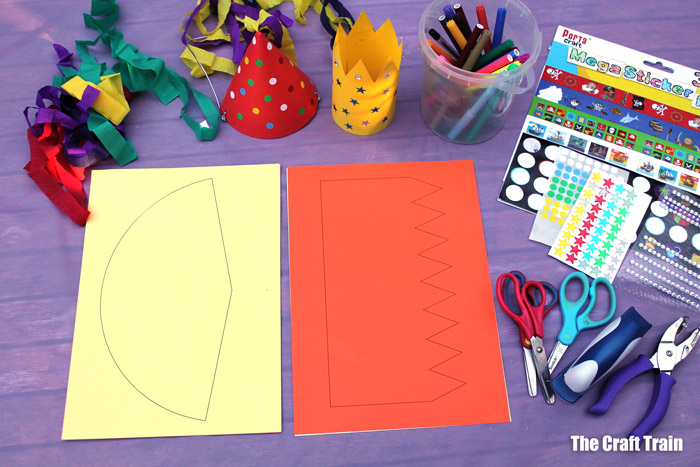 DIY party hat craft for kids with free printable template