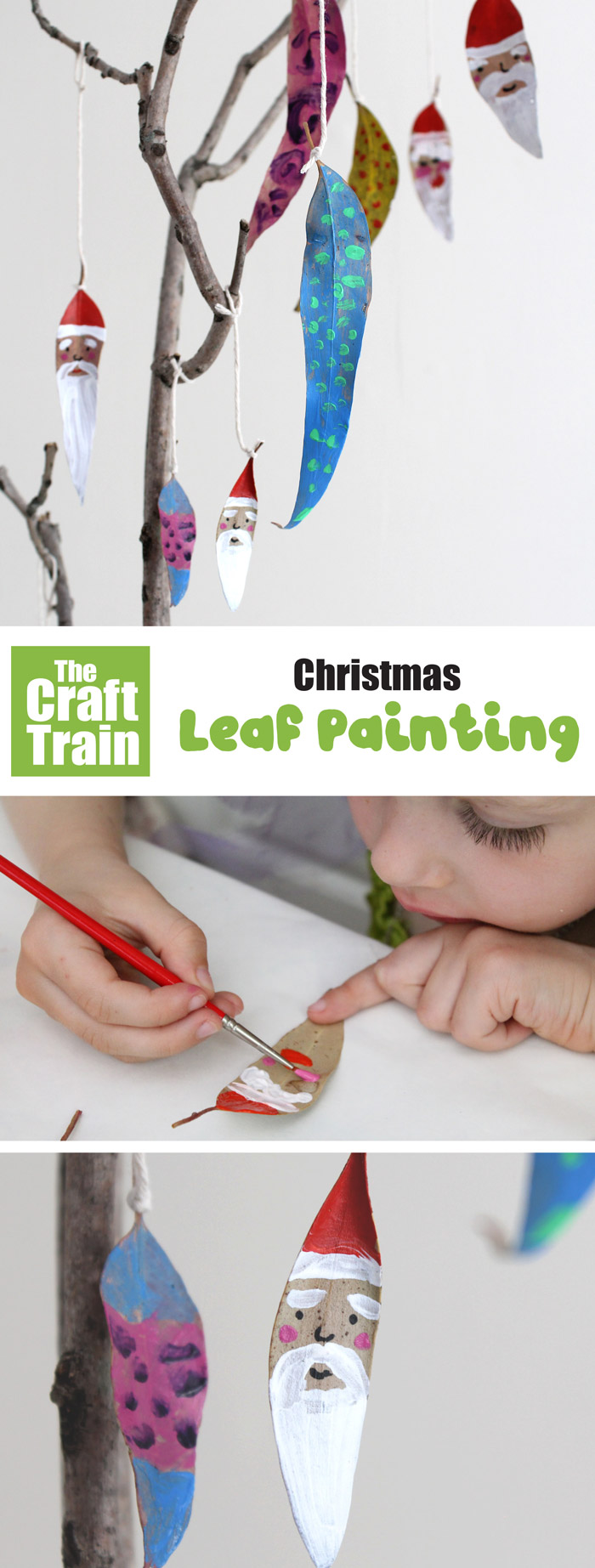 Easy Christmas leaf painting activity for kids of all ages. This is a fabulous collaborative Christmas craft idea for groups of kids or families.