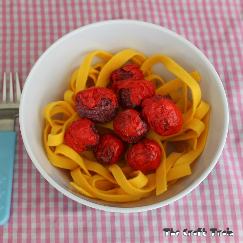 DIY Toy Pasta and Meatballs for Pretend Play
