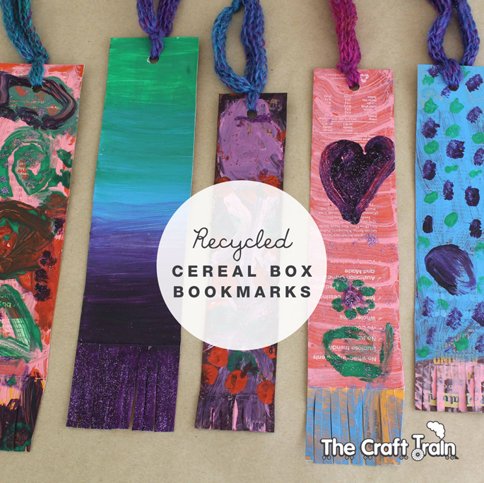 Recycled cereal box bookmarks