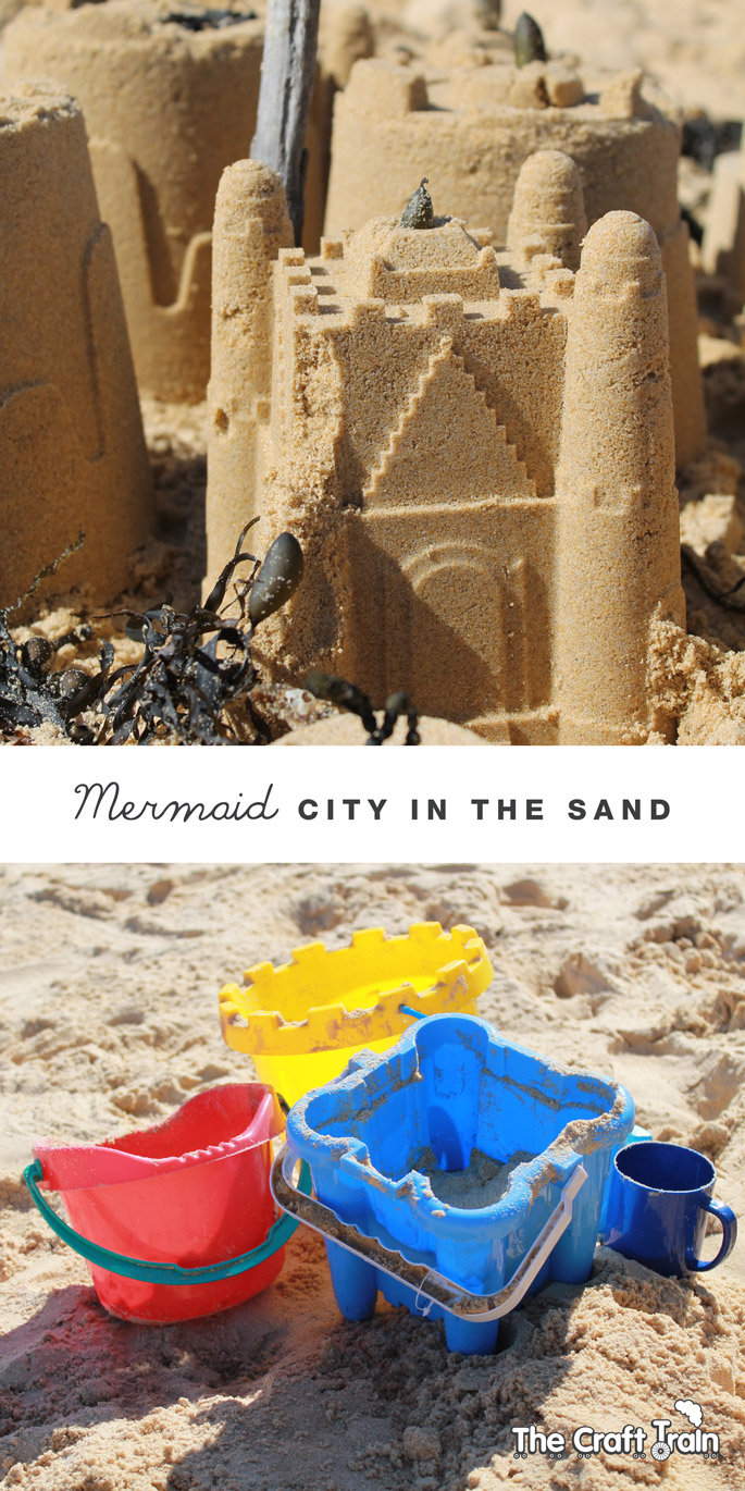 Make a mermaid city in the sand