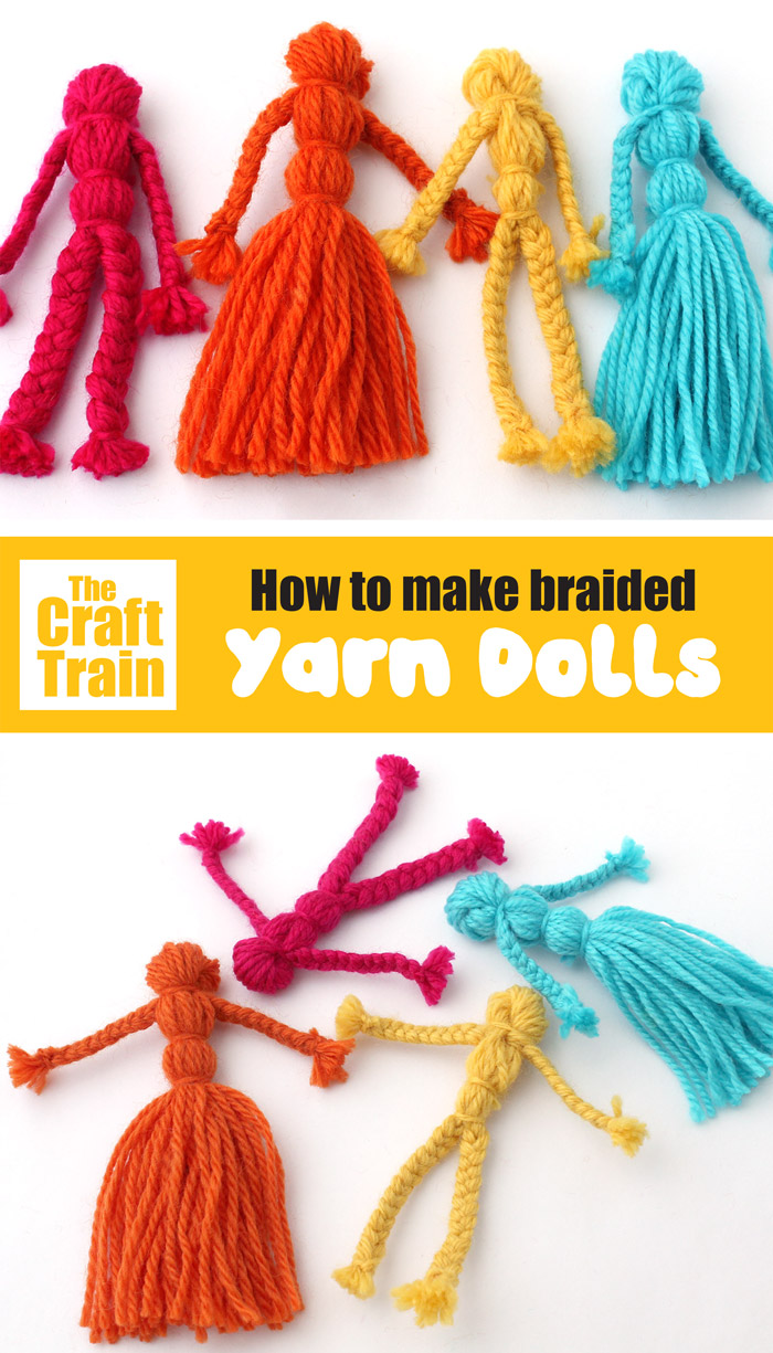 How to make braided yarn dolls, a traditional yarn craft for kids and a fun DIY toy #yarn #yarncrafts