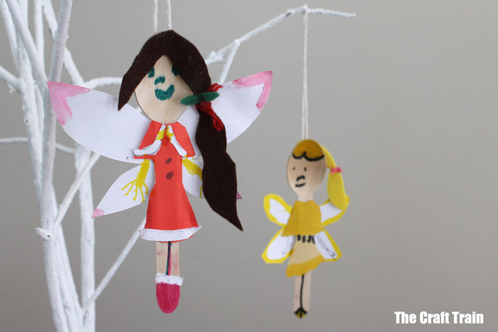 kid-made spoon fairy ornaments