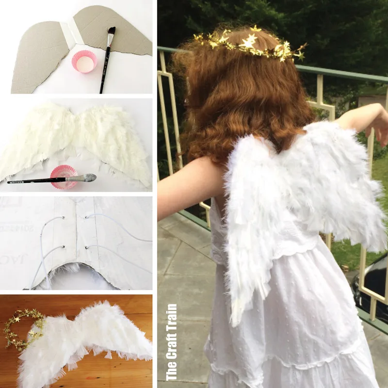 The cutest DIY Angel wing craft! Make a set of wings from recycled cardboard for Angel costumes