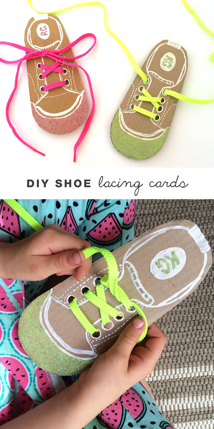 Create easy DIY lacing cards to help kids learn to tie their own shoelaces