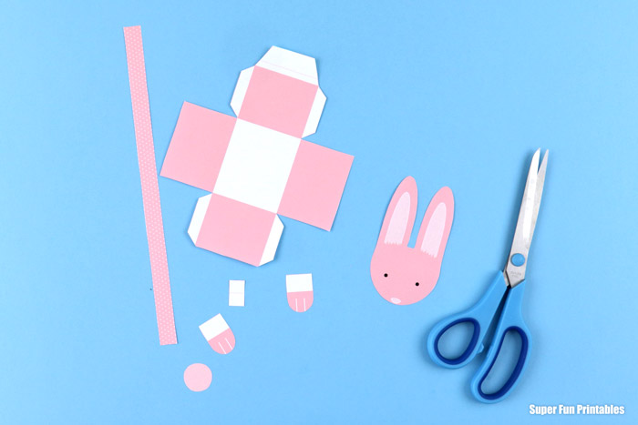 Cute Easter bunny basket template for kids