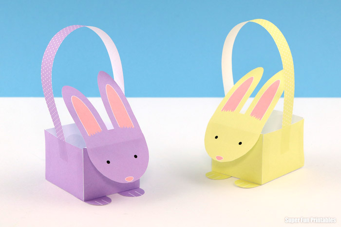 adorable paper bunny baskets Easter craft for kids