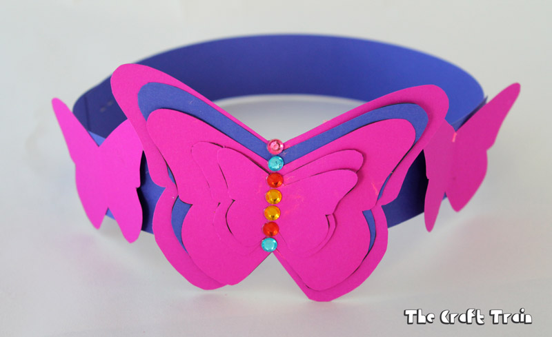kid-made paper butterfly tiara