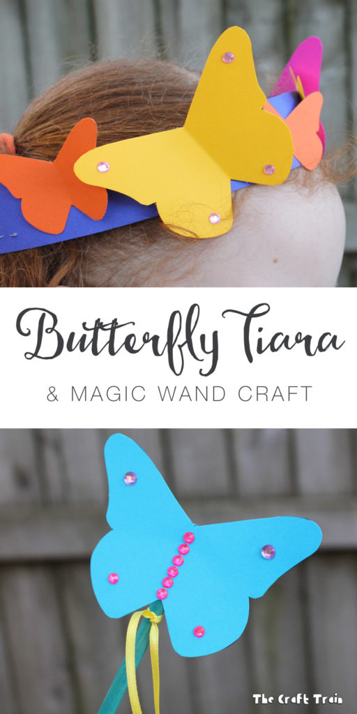 Butterfly tiara and magic wand craft with free printable template