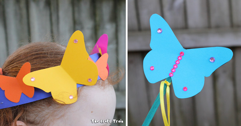 Butterfly tiaras and magic wand craft with a free printable template