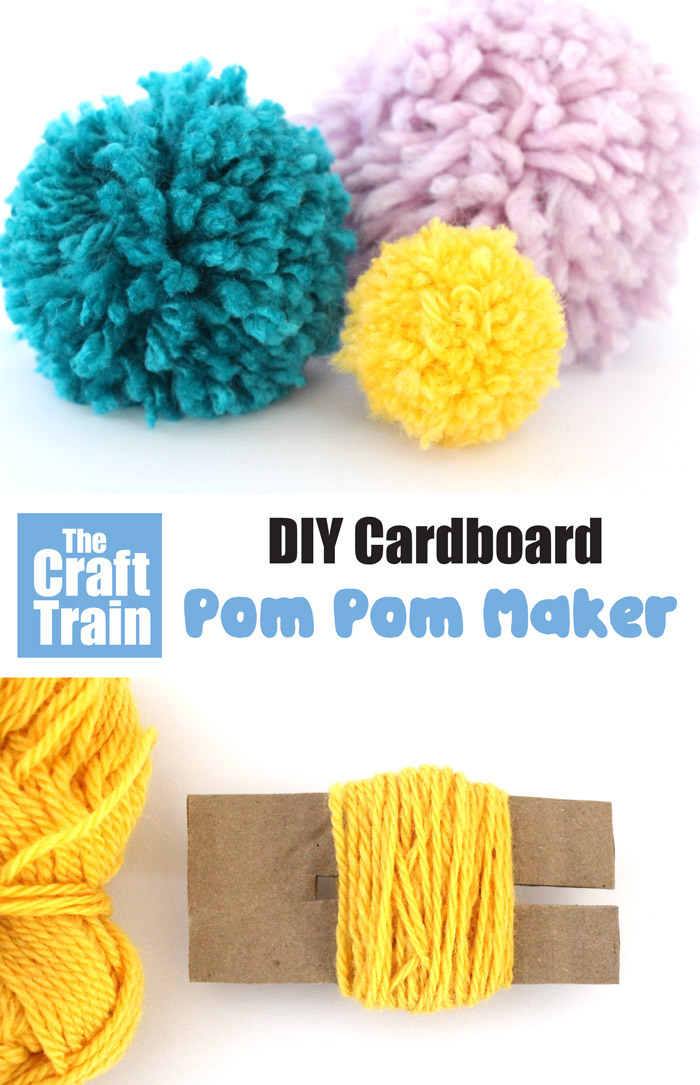 how to make pom poms using a DIY cardboard pom pom maker