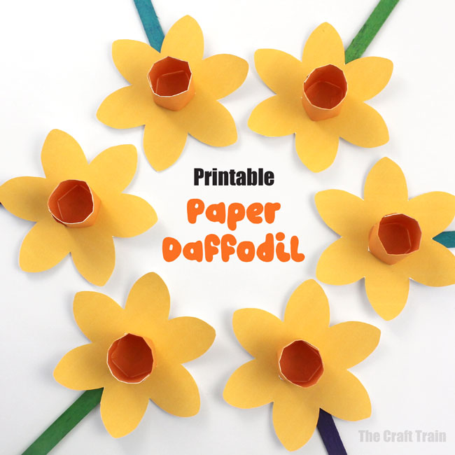 Printable paper daffodil craft for kids #springcrafts #spring #daffodil #kidsactivities #flowercrafts