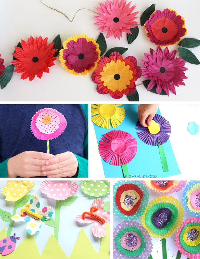 50 flower crafts and activities - cupcake liner crafts