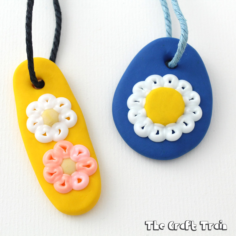 Small Faux Stone Hand Painted Polymer Clay Pendant With Wax Corded Necklace  - Etsy