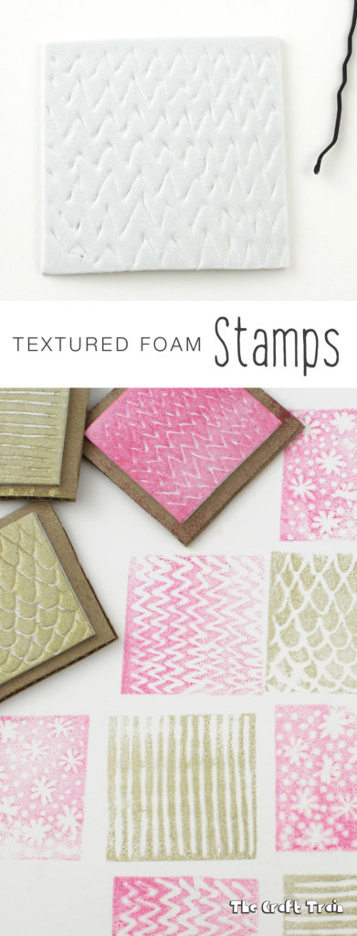 Create easy DIY textured foam stamps. THis is an easy art activity for kids or can be used to make fun handmade gift wrap and cards.