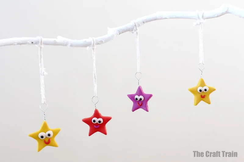 Polymer clay happy star ornaments