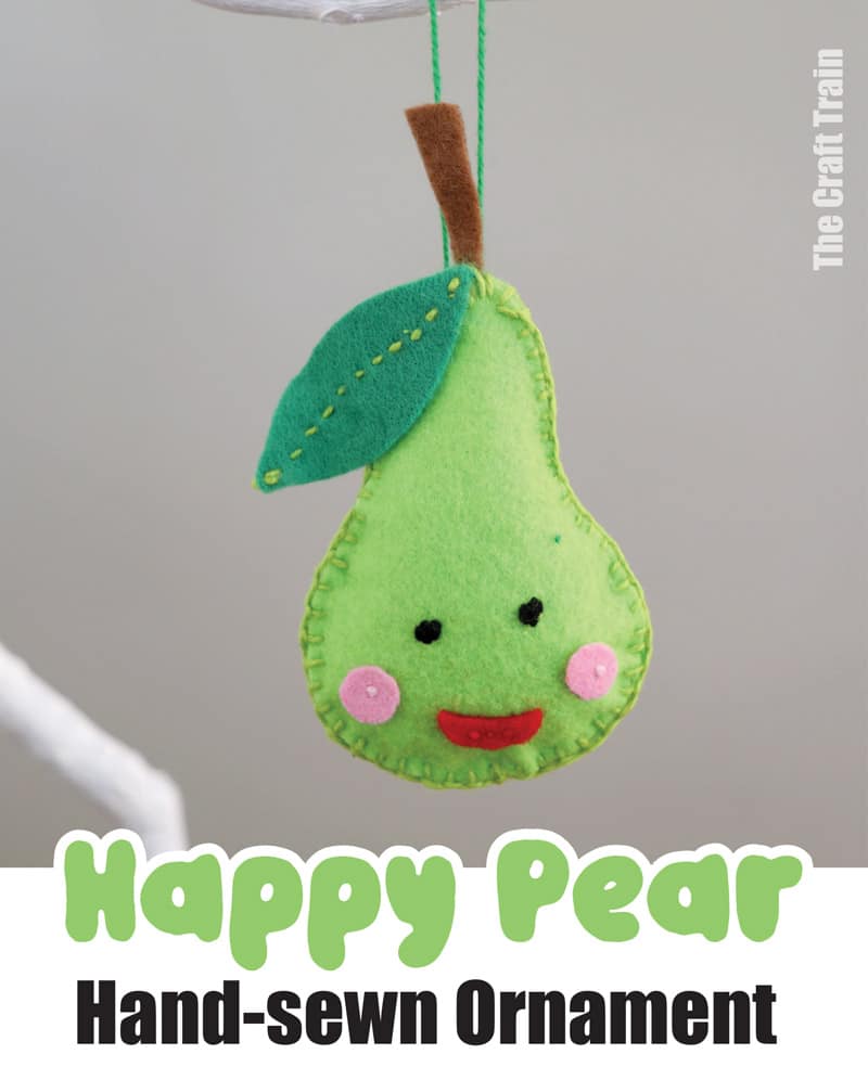 Happy pear ornament felt sewing craft for kids