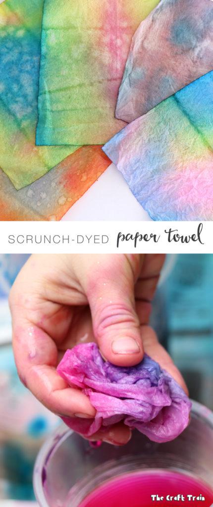 scrunch-dyed paper towel, an easy process art activity for kids