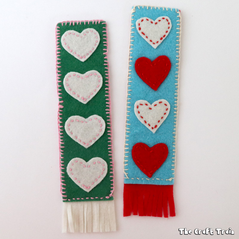 Hand-sewn sweetheart bookmarks