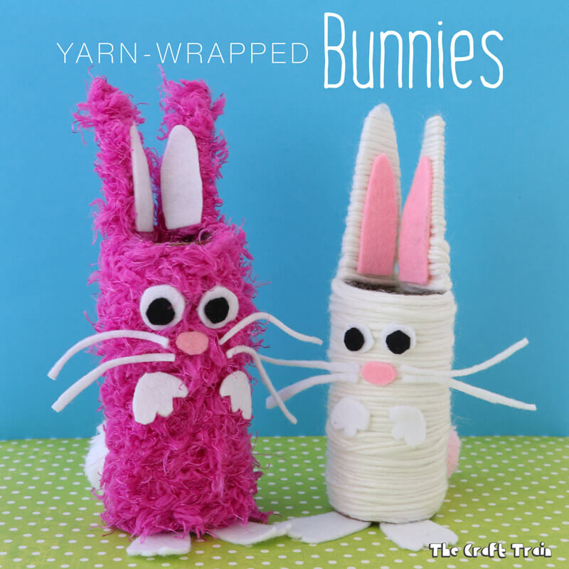 Create a yarn bunny Easter craft using a repurposed cardboard tube