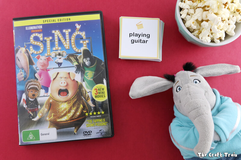 A free printable charades game based on the movie SING