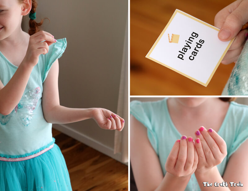 A free printable set of charades cards to use on family movie night. 