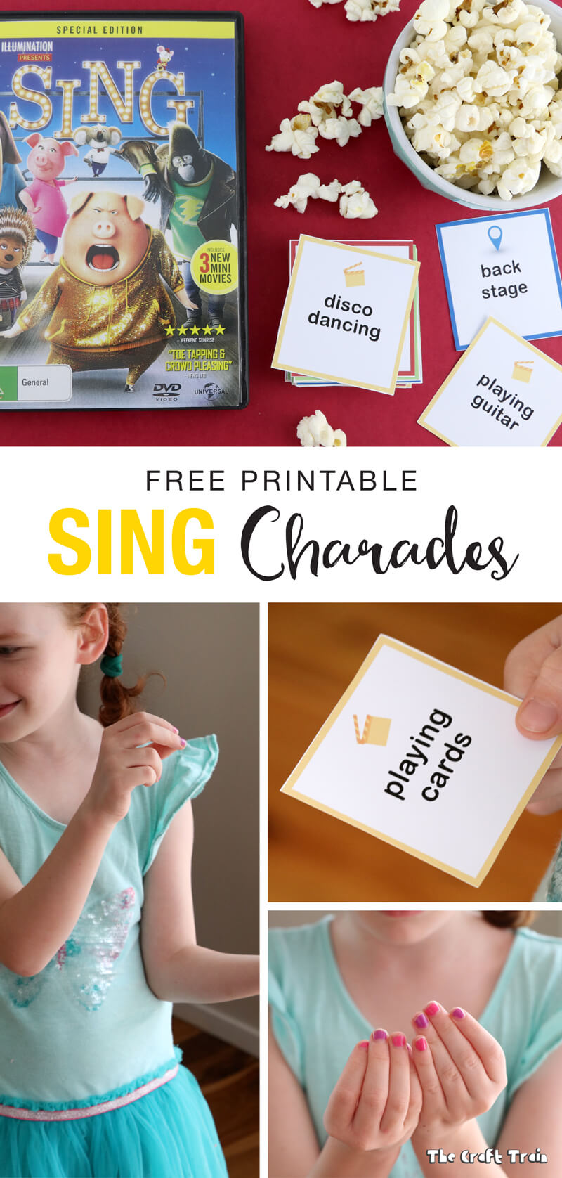A free set of printable charades cards inspired by the movie SING, now on Blu-ray and DVD. Lots of big belly-laughs guaranteed! {sponsored}