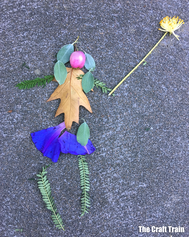 nature art fairy made from leaves