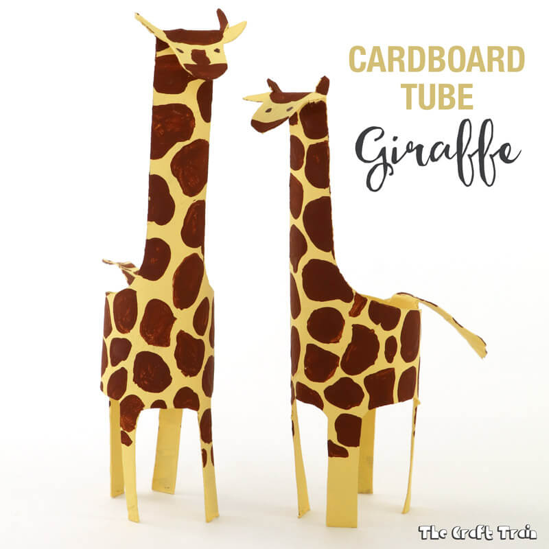 Create a giraffe from a simple cut and fold technique using a cardboard tube